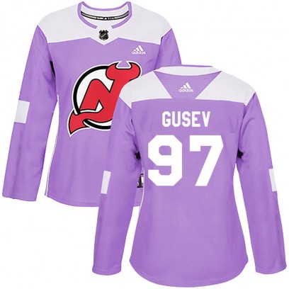 Women's Authentic New Jersey Devils Nikita Gusev Adidas Fights Cancer Practice Jersey - Purple