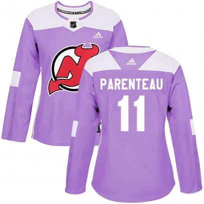 Women's Authentic New Jersey Devils P. A. Parenteau Adidas Fights Cancer Practice Jersey - Purple