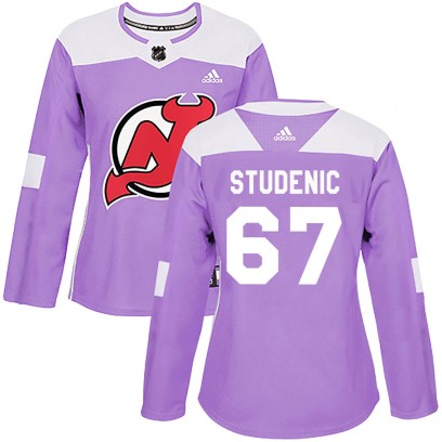 Women's Authentic New Jersey Devils Marian Studenic Adidas Fights Cancer Practice Jersey - Purple