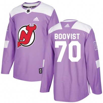 Youth Authentic New Jersey Devils Jesper Boqvist Adidas Fights Cancer Practice Jersey - Purple