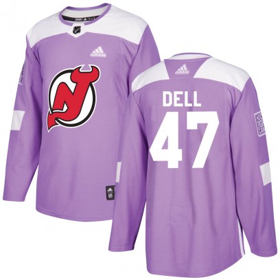 Youth Authentic New Jersey Devils Aaron Dell Adidas Fights Cancer Practice Jersey - Purple