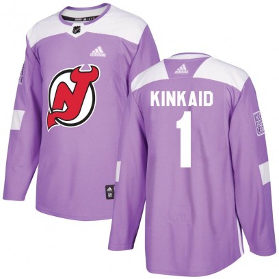 Youth Authentic New Jersey Devils Keith Kinkaid Adidas Fights Cancer Practice Jersey - Purple