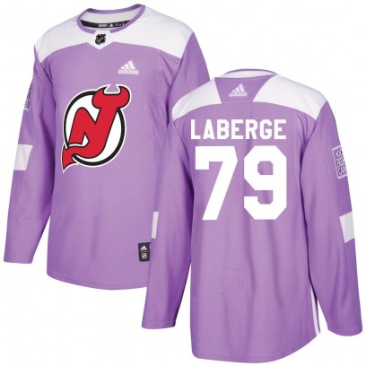 Youth Authentic New Jersey Devils Samuel Laberge Adidas Fights Cancer Practice Jersey - Purple
