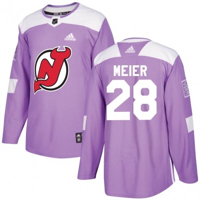 Youth Authentic New Jersey Devils Timo Meier Adidas Fights Cancer Practice Jersey - Purple