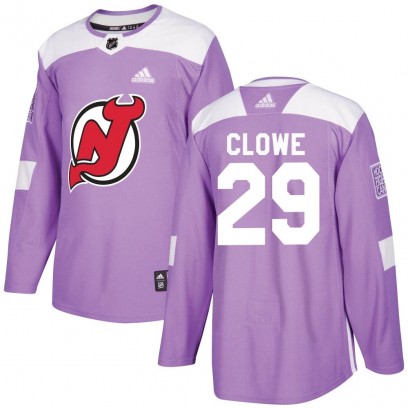 Men's Authentic New Jersey Devils Ryane Clowe Adidas Fights Cancer Practice Jersey - Purple
