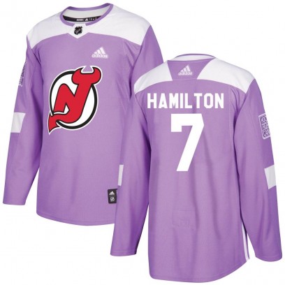 Men's Authentic New Jersey Devils Dougie Hamilton Adidas Fights Cancer Practice Jersey - Purple