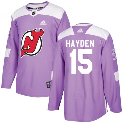 Men's Authentic New Jersey Devils John Hayden Adidas Fights Cancer Practice Jersey - Purple