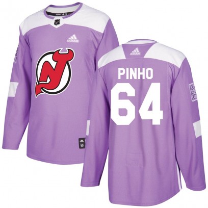 Men's Authentic New Jersey Devils Brian Pinho Adidas Fights Cancer Practice Jersey - Purple