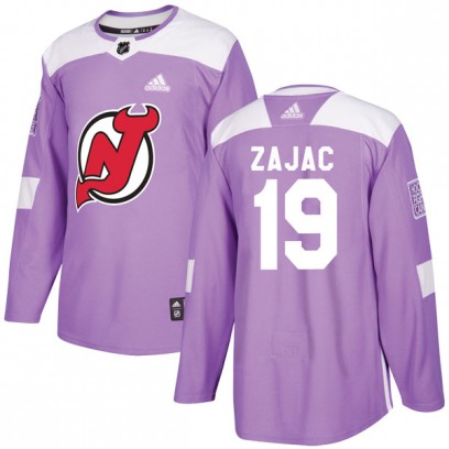 Men's Authentic New Jersey Devils Travis Zajac Adidas Fights Cancer Practice Jersey - Purple