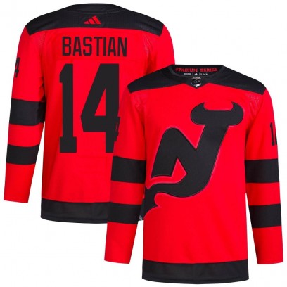 Men's Authentic New Jersey Devils Nathan Bastian Adidas 2024 Stadium Series Primegreen Jersey - Red