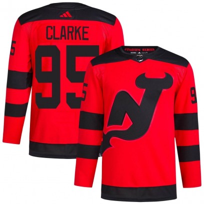 Men's Authentic New Jersey Devils Graeme Clarke Adidas 2024 Stadium Series Primegreen Jersey - Red