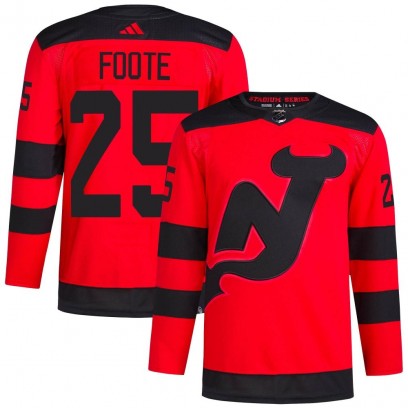 Men's Authentic New Jersey Devils Nolan Foote Adidas 2024 Stadium Series Primegreen Jersey - Red