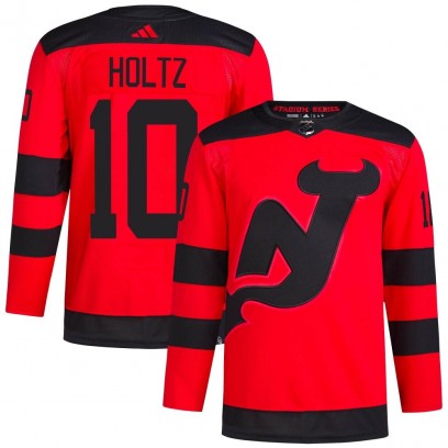 Men's Authentic New Jersey Devils Alexander Holtz Adidas 2024 Stadium Series Primegreen Jersey - Red