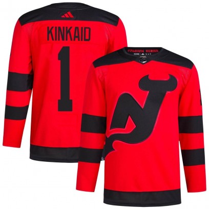 Men's Authentic New Jersey Devils Keith Kinkaid Adidas 2024 Stadium Series Primegreen Jersey - Red