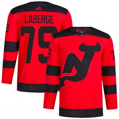 Men's Authentic New Jersey Devils Samuel Laberge Adidas 2024 Stadium Series Primegreen Jersey - Red