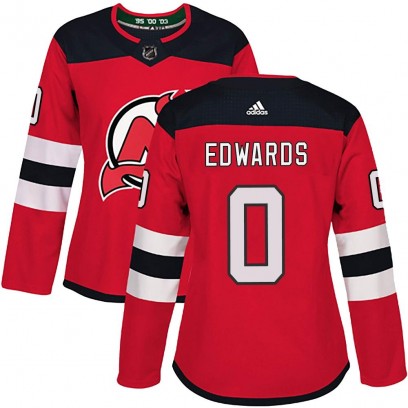 Women's Authentic New Jersey Devils Ethan Edwards Adidas Home Jersey - Red