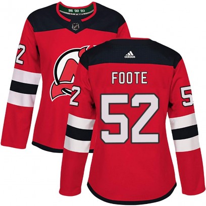 Women's Authentic New Jersey Devils Cal Foote Adidas Home Jersey - Red