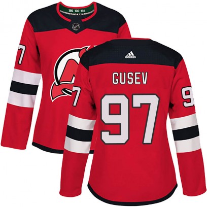 Women's Authentic New Jersey Devils Nikita Gusev Adidas Home Jersey - Red