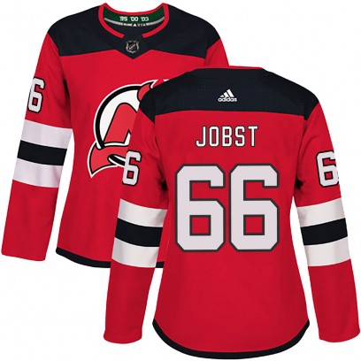 Women's Authentic New Jersey Devils Mason Jobst Adidas Home Jersey - Red