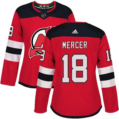 Women's Authentic New Jersey Devils Dawson Mercer Adidas Home Jersey - Red