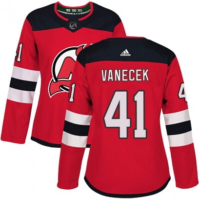 Women's Authentic New Jersey Devils Vitek Vanecek Adidas Home Jersey - Red