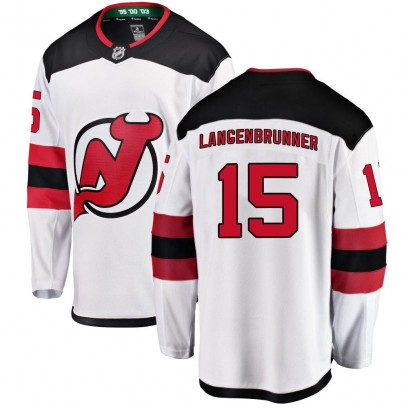 Men's Breakaway New Jersey Devils Jamie Langenbrunner Fanatics Branded Away Jersey - White