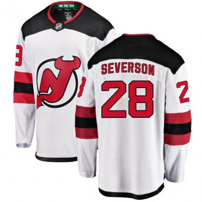 Men's Breakaway New Jersey Devils Damon Severson Fanatics Branded Away Jersey - White
