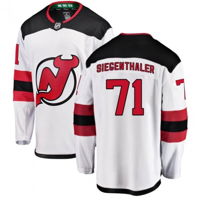 Men's Breakaway New Jersey Devils Jonas Siegenthaler Fanatics Branded Away Jersey - White
