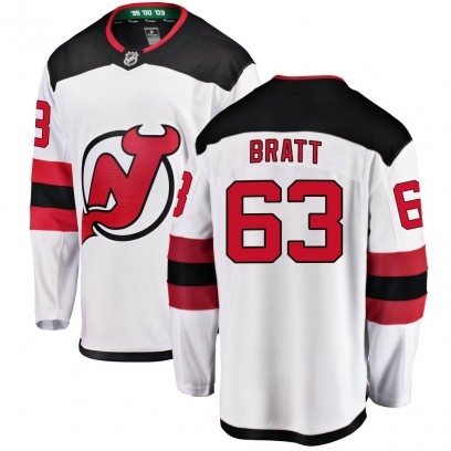 Youth Breakaway New Jersey Devils Jesper Bratt Fanatics Branded Away Jersey - White