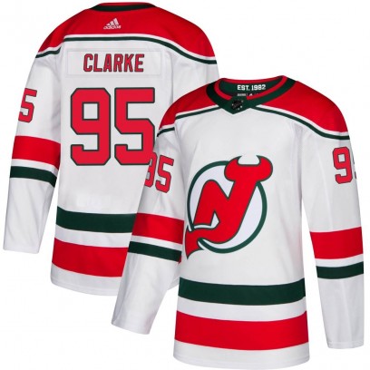 Youth Authentic New Jersey Devils Graeme Clarke Adidas Alternate Jersey - White