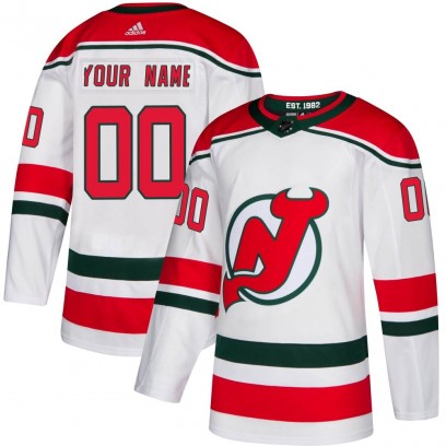Men's Authentic New Jersey Devils Custom Adidas Custom Alternate Jersey - White