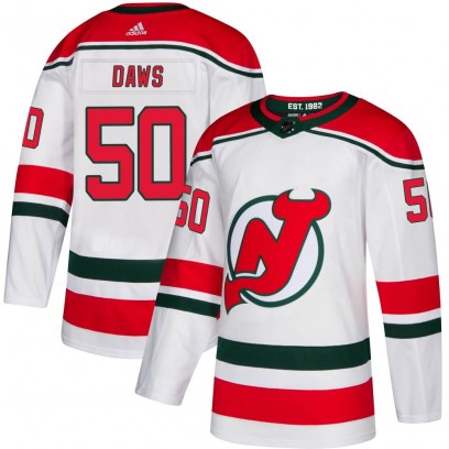 Men's Authentic New Jersey Devils Nico Daws Adidas Alternate Jersey - White