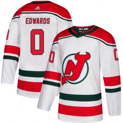 Men's Authentic New Jersey Devils Ethan Edwards Adidas Alternate Jersey - White
