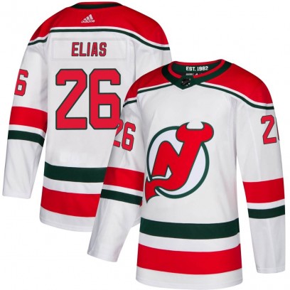 Men's Authentic New Jersey Devils Patrik Elias Adidas Alternate Jersey - White