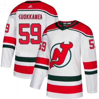 Men's Authentic New Jersey Devils Janne Kuokkanen Adidas Alternate Jersey - White
