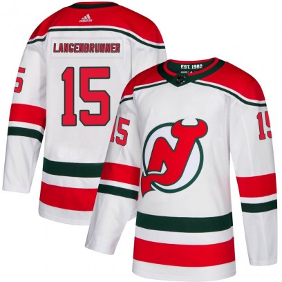 Men's Authentic New Jersey Devils Jamie Langenbrunner Adidas Alternate Jersey - White