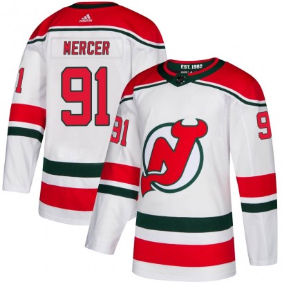 Men's Authentic New Jersey Devils Dawson Mercer Adidas Alternate Jersey - White
