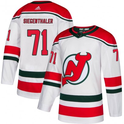 Men's Authentic New Jersey Devils Jonas Siegenthaler Adidas Alternate Jersey - White