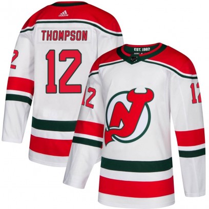 Men's Authentic New Jersey Devils Tyce Thompson Adidas Alternate Jersey - White
