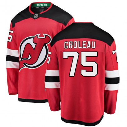 Youth Breakaway New Jersey Devils Jeremy Groleau Fanatics Branded Home Jersey - Red