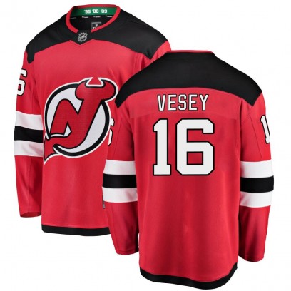 Youth Breakaway New Jersey Devils Jimmy Vesey Fanatics Branded Home Jersey - Red