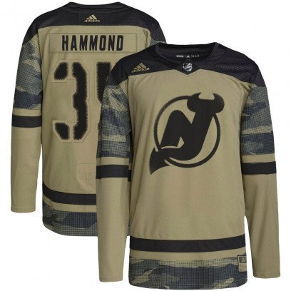 Youth Authentic New Jersey Devils Andrew Hammond Adidas Military Appreciation Practice Jersey - Camo