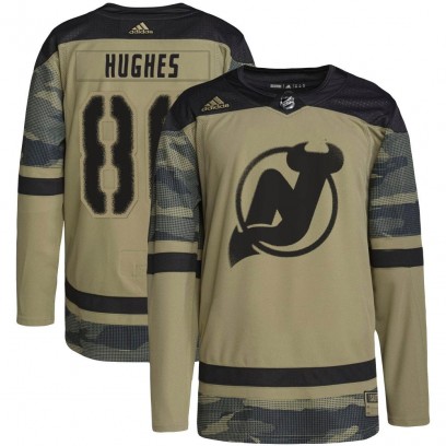 Youth Authentic New Jersey Devils Jack Hughes Adidas Military Appreciation Practice Jersey - Camo