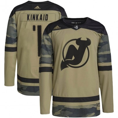 Youth Authentic New Jersey Devils Keith Kinkaid Adidas Military Appreciation Practice Jersey - Camo
