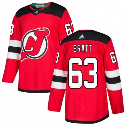 Youth Authentic New Jersey Devils Jesper Bratt Adidas Home Jersey - Red