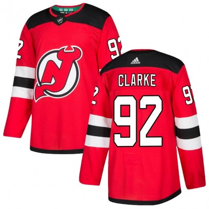 Youth Authentic New Jersey Devils Graeme Clarke Adidas Home Jersey - Red