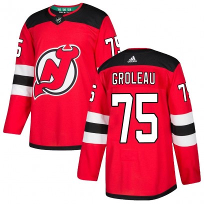 Youth Authentic New Jersey Devils Jeremy Groleau Adidas Home Jersey - Red