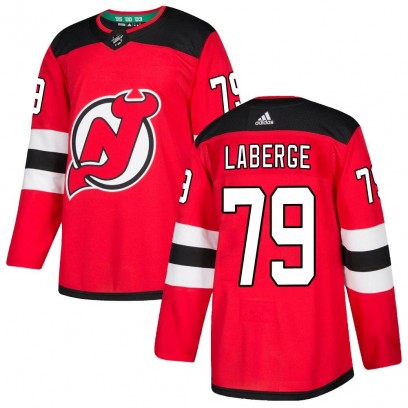 Youth Authentic New Jersey Devils Samuel Laberge Adidas Home Jersey - Red