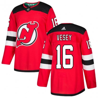 Youth Authentic New Jersey Devils Jimmy Vesey Adidas Home Jersey - Red