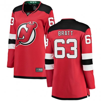 Women's Breakaway New Jersey Devils Jesper Bratt Fanatics Branded Home Jersey - Red